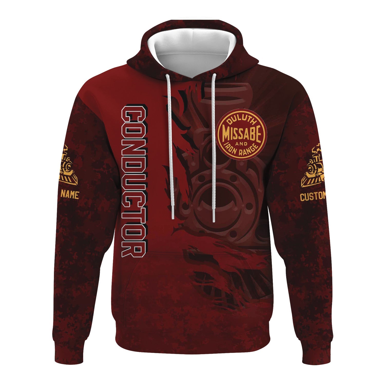 Railspirit Personalized Duluth, Missabe, & Iron Range Railroad Hoodie Blazing Style with Custom Position Train Zip Up Hoodie