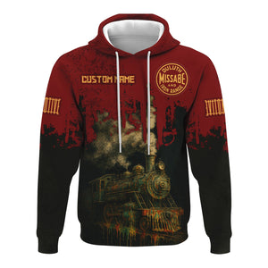 Railspirit Personalized Duluth, Missabe, & Iron Range Railroad Hoodie Vintage Train Art Style Zip Up Hoodie For Locomotive Fans