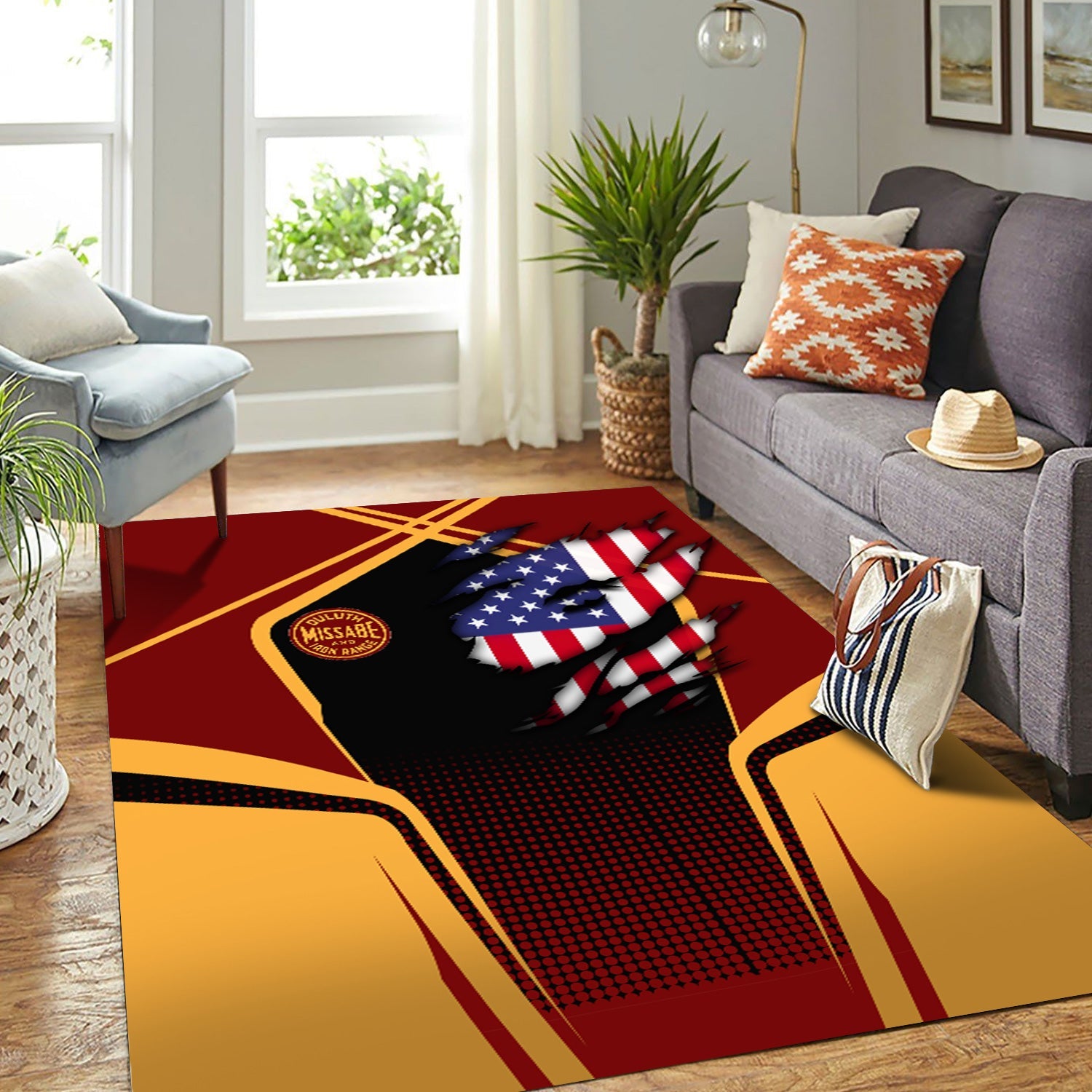 Railspirit Personalized Duluth, Missabe, & Iron Range Railroad Area Rug American Eagle Vintage Train Rug