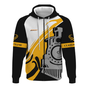 Railspirit Personalized BNSF Railway Hoodie Flame-Inspired Style Zip Up Hoodie Gift Idea For Train Lovers