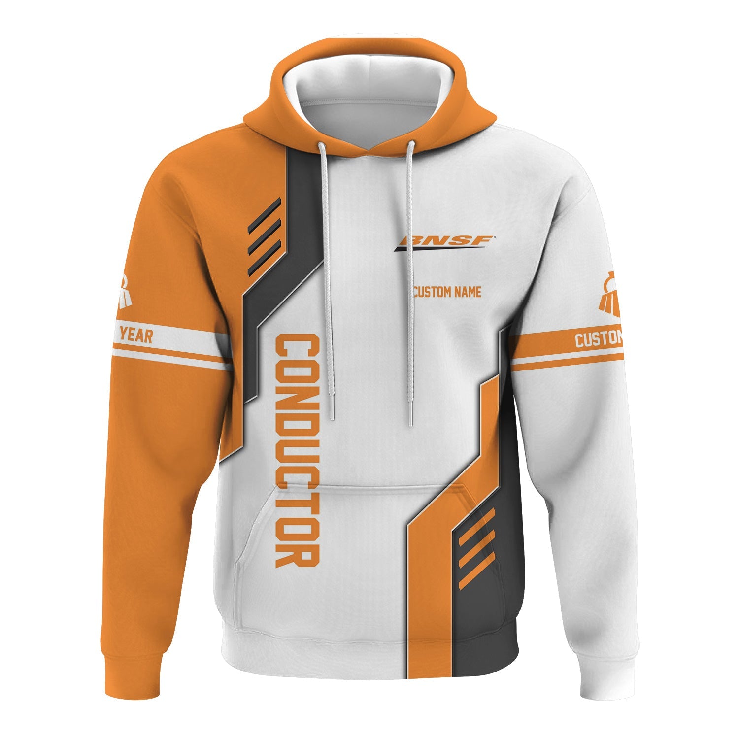 Railspirit Personalized BNSF Railway Hoodie Unique Railway Style with Custom Job Train Zip Up Hoodie
