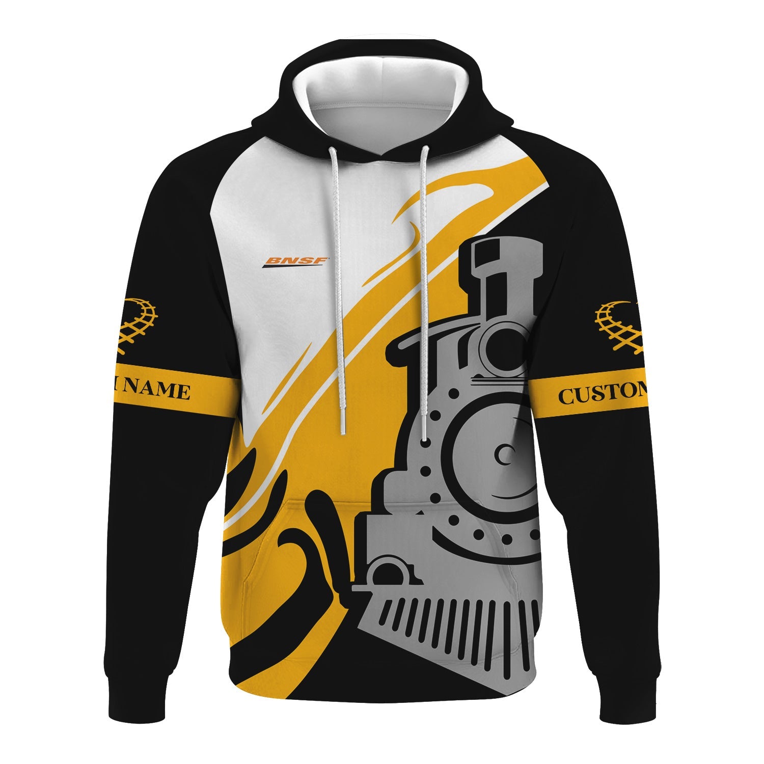 Railspirit Personalized BNSF Railway Hoodie Flame-Inspired Style Zip Up Hoodie Gift Idea For Train Lovers