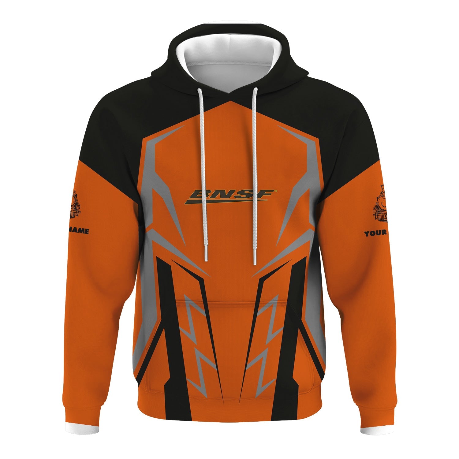 Railspirit Personalized BNSF Railway Hoodie Futuristic Design with Custom Job Train Zip Up Hoodie