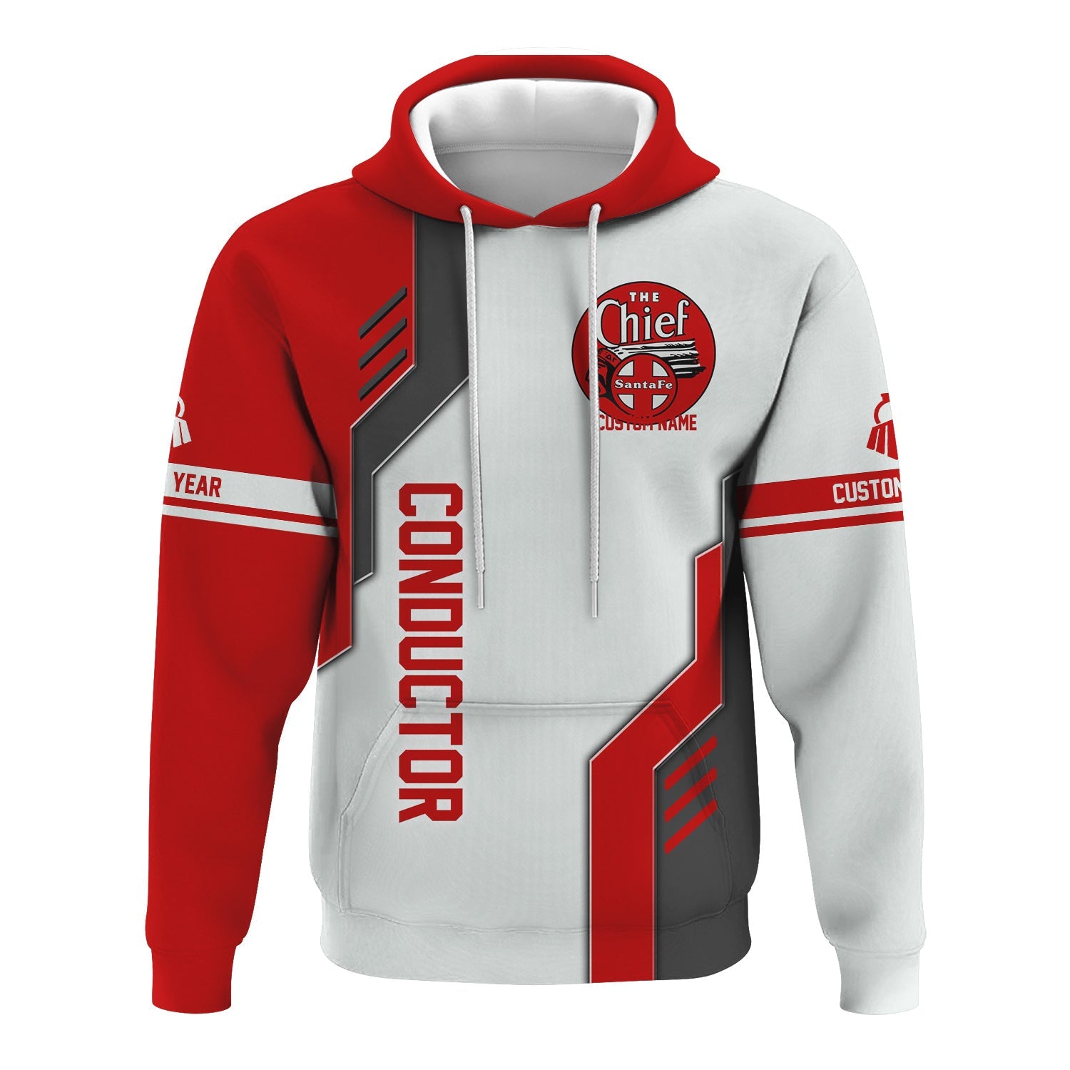 Railspirit Personalized The Chief Santa Fe Railroad Hoodie Unique Railway Style with Custom Job Train Zip Up Hoodie