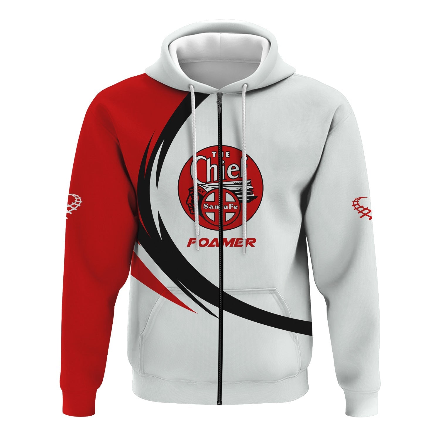 Railspirit Personalized The Chief Santa Fe Railroad Hoodie Unique Graphic Style Zip Up Hoodie For Train Enthusiasts