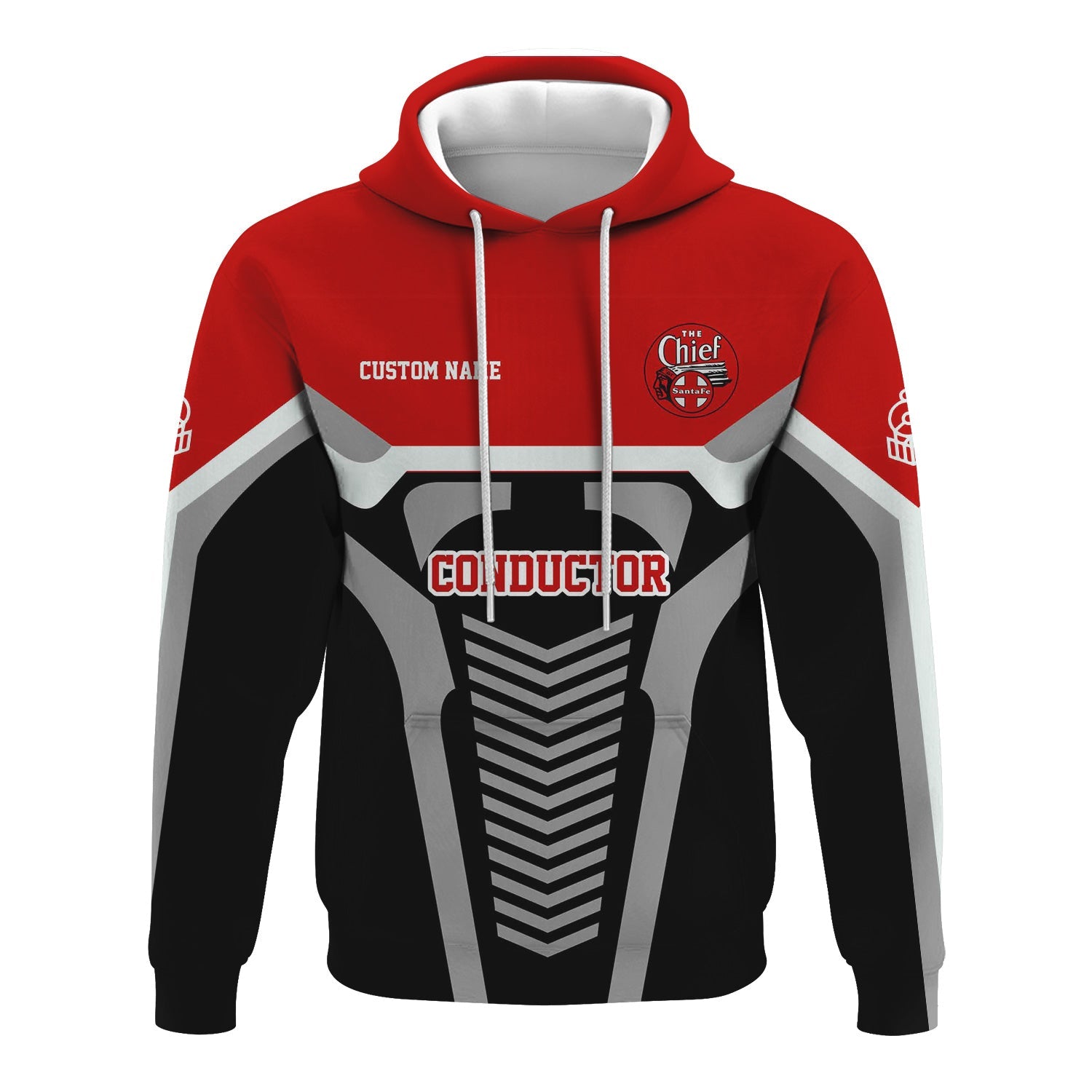 Railspirit Personalized The Chief Santa Fe Railroad Hoodie Track-Inspired with Custom Job Position Train Zip Up Hoodie