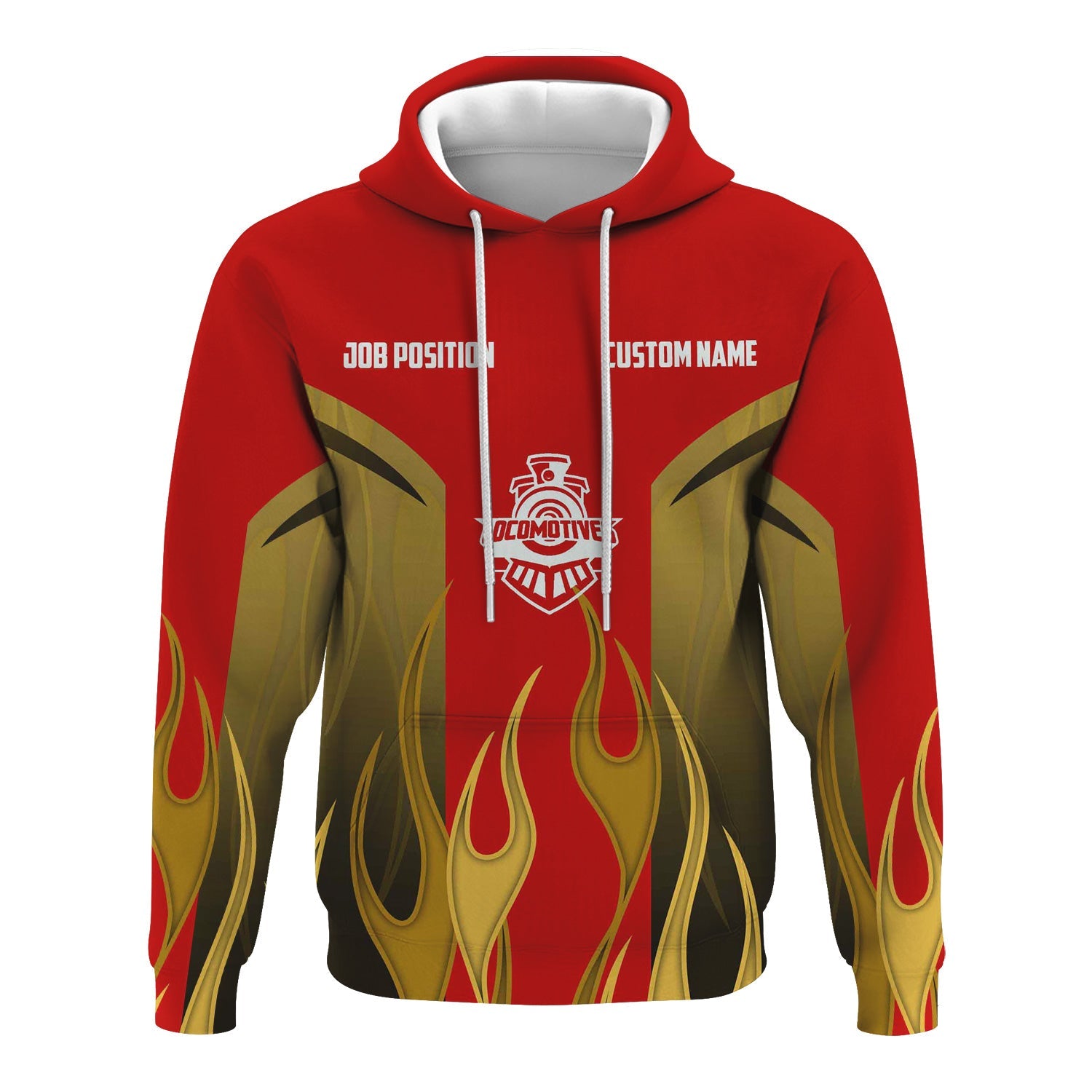 Railspirit Custom Name and Job Title The Chief Santa Fe Railroad Hoodie Flame Graphic Train Zip Up Hoodie