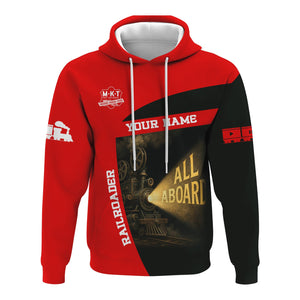Railspirit Personalized Katy Railroad Hoodie All Aboard Steam Train Movie Projector Style Zip Up Hoodie