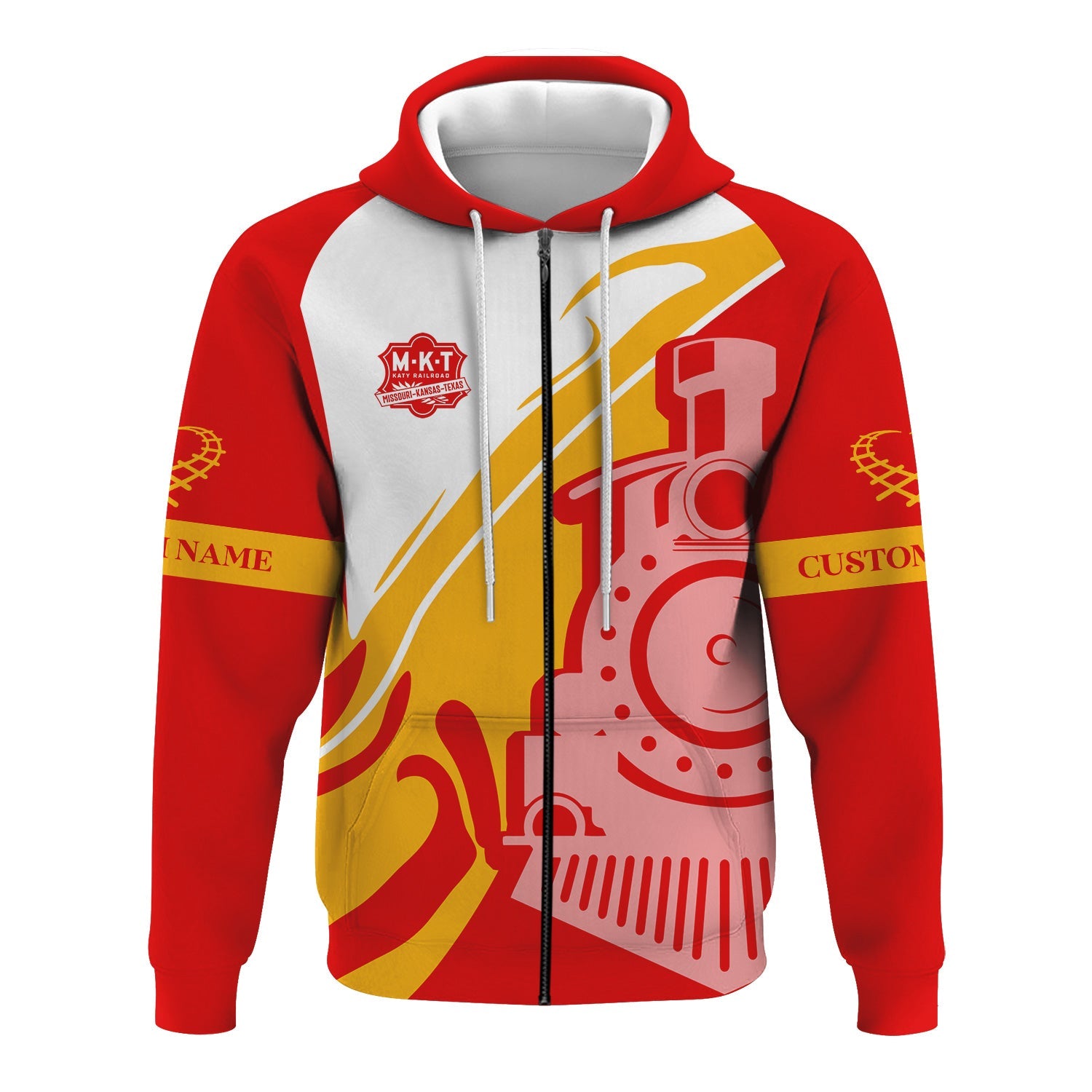 Railspirit Personalized Katy Railroad Hoodie Flame-Inspired Style Zip Up Hoodie Gift Idea For Train Lovers