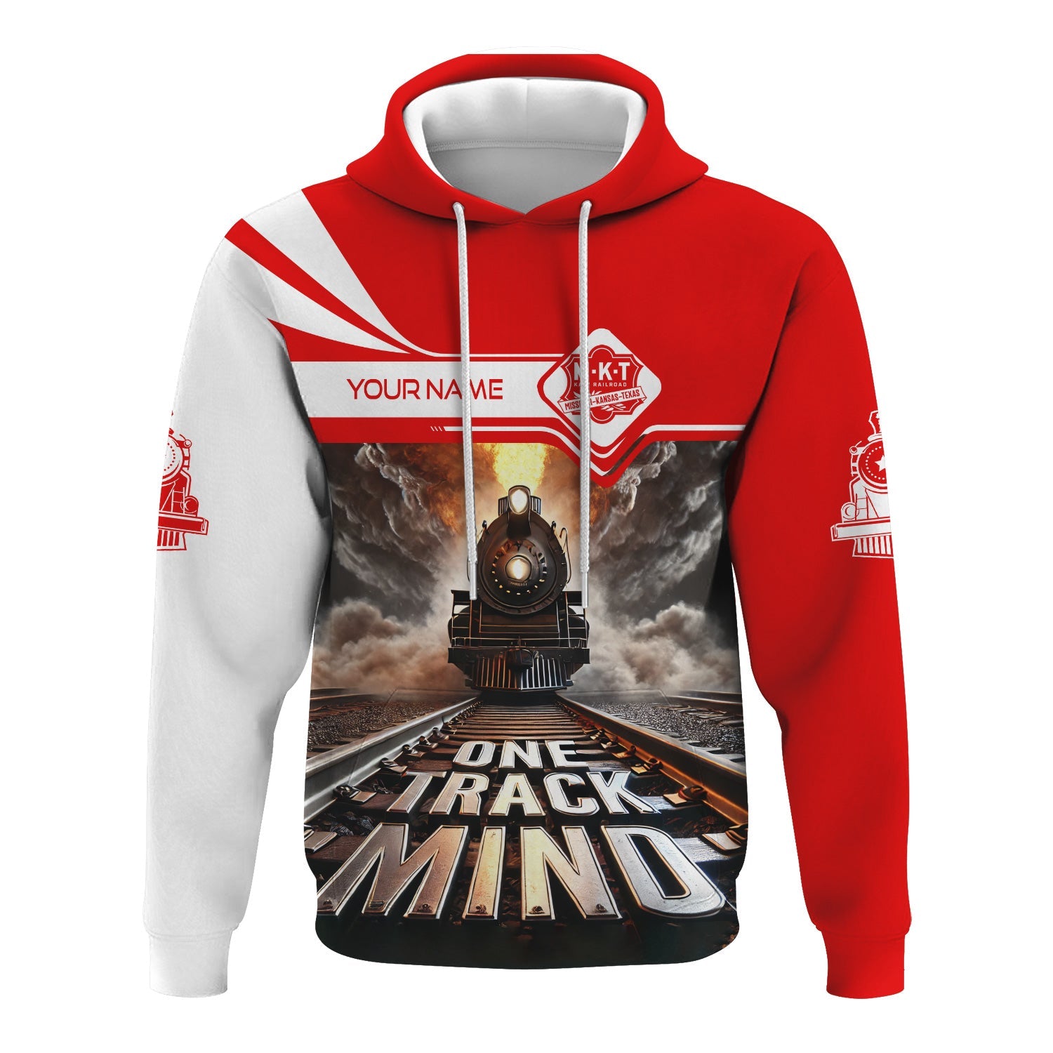 Railspirit Personalized Katy Railroad Hoodie One Track Mind Train Printed ZIp Up Hoodie