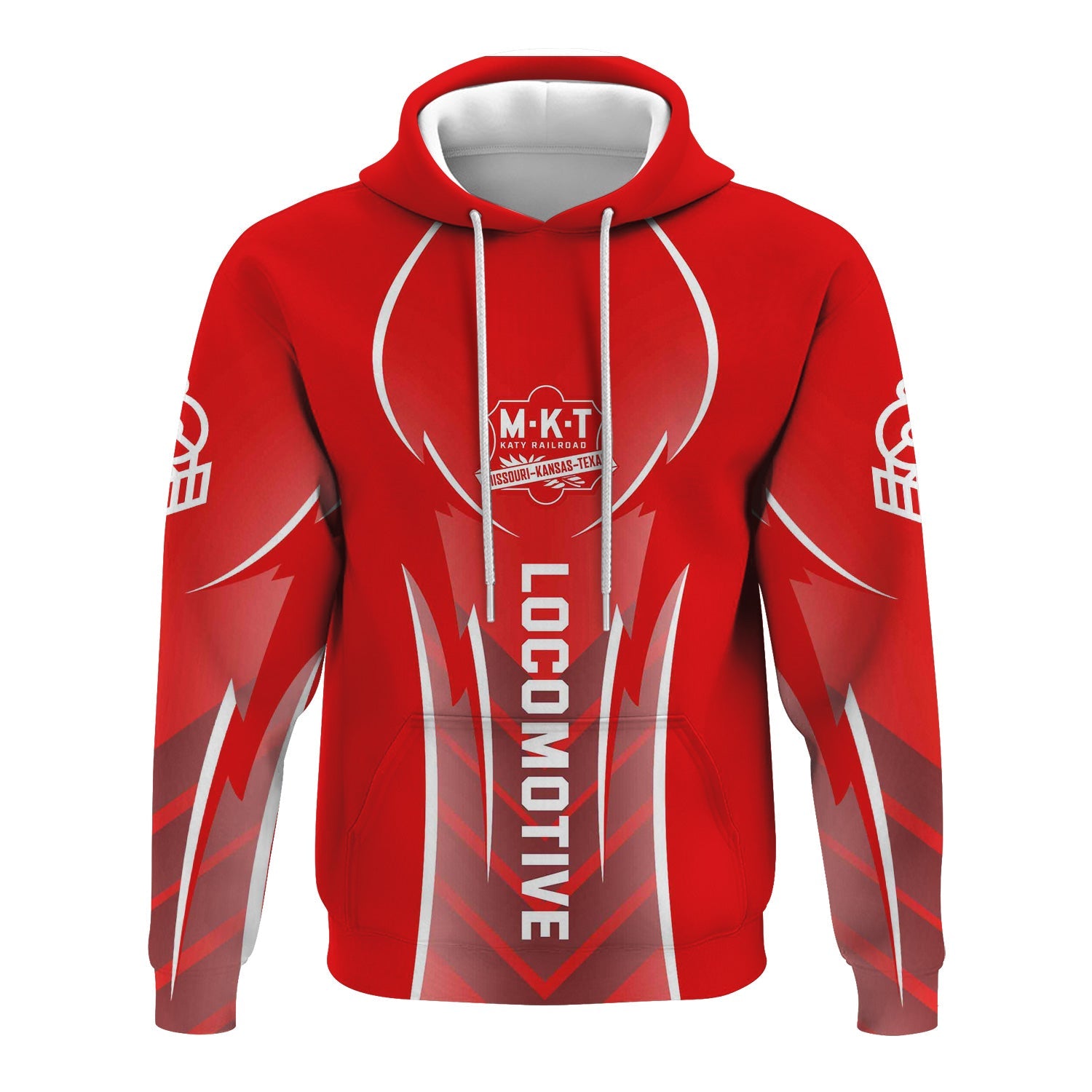 Railspirit Personalized Katy Railroad Hoodie Striking Line Style Train Zip Up Hoodie For Locomotive Lovers