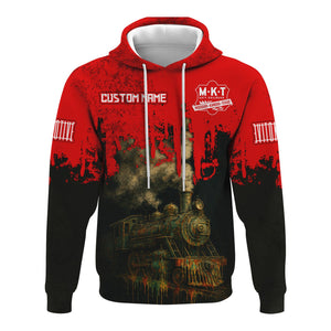 Railspirit Personalized Katy Railroad Hoodie Vintage Train Art Style Zip Up Hoodie For Locomotive Fans