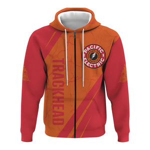 Railspirit Personalized Pacific Electric Railroad Hoodie Crackle Texture Style Train Zip Up Hoodie For Trackhead