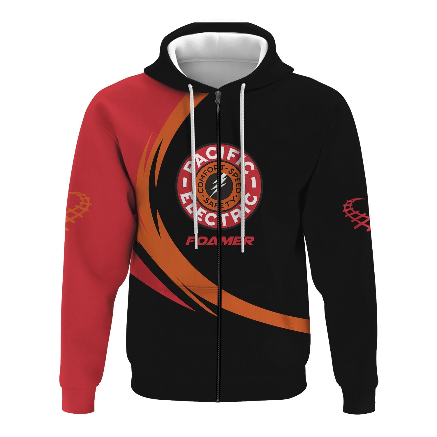 Railspirit Personalized Pacific Electric Railroad Hoodie Unique Graphic Style Zip Up Hoodie For Train Enthusiasts