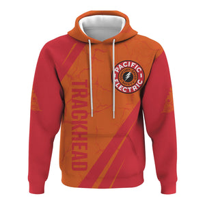 Railspirit Personalized Pacific Electric Railroad Hoodie Crackle Texture Style Train Zip Up Hoodie For Trackhead