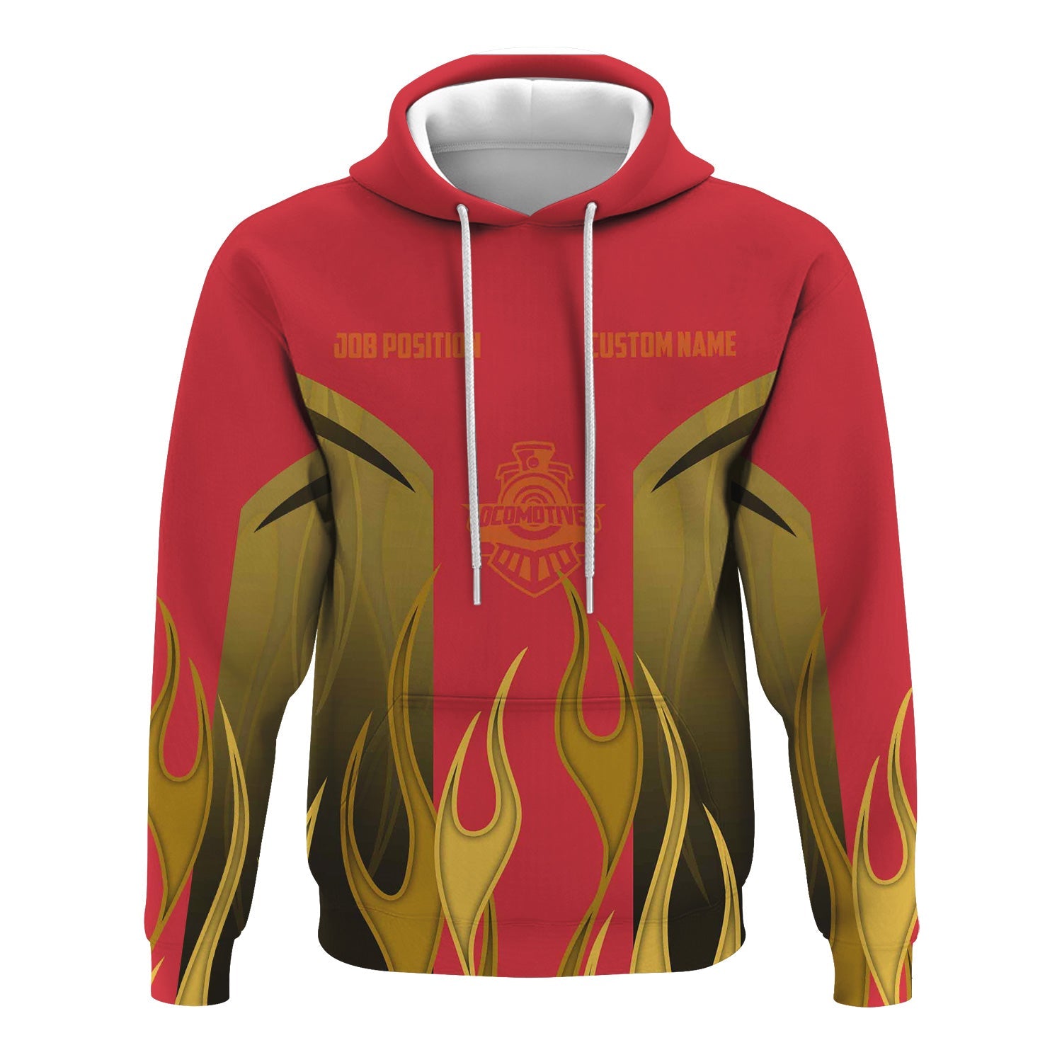 Railspirit Custom Name and Job Title Pacific Electric Railroad Hoodie Flame Graphic Train Zip Up Hoodie