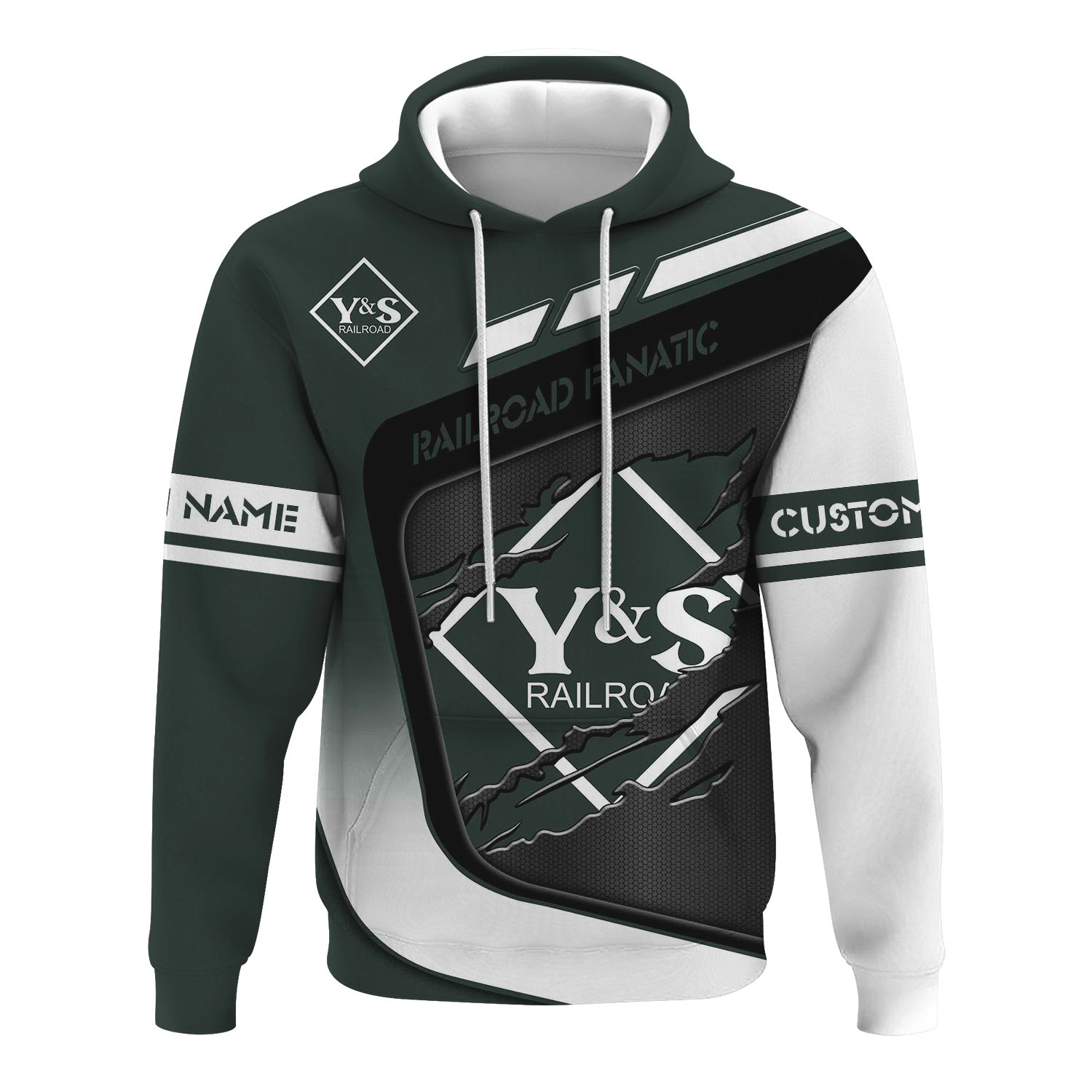 Railspirit Personalized Youngstown & Southern Railroad Hoodie Ripped Texture Style Train Zip Up Hoodie For Railroad Fanatic
