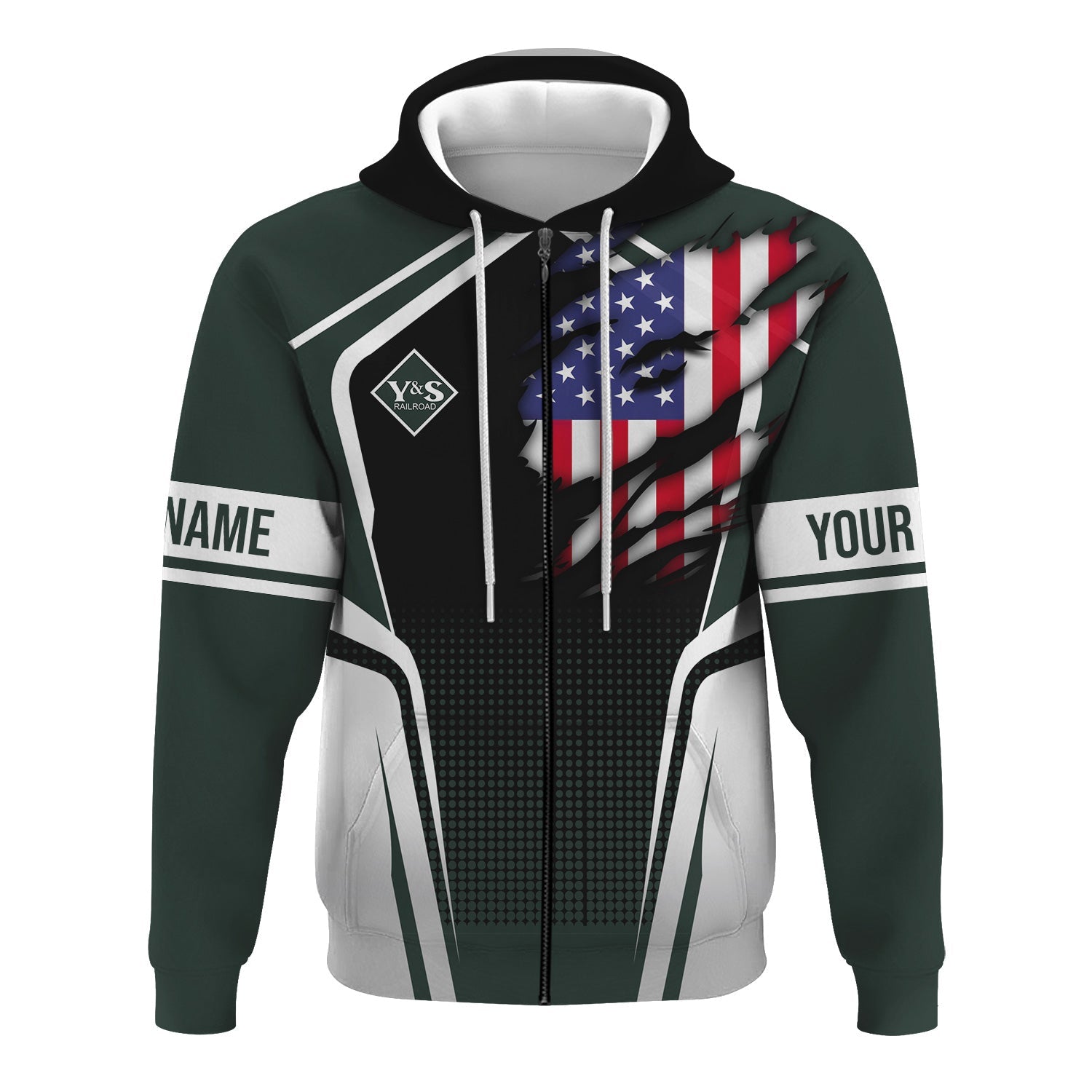 Railspirit Personalized Youngstown & Southern Railroad Hoodie American Eagle Vintage Train Zip Up Hoodie