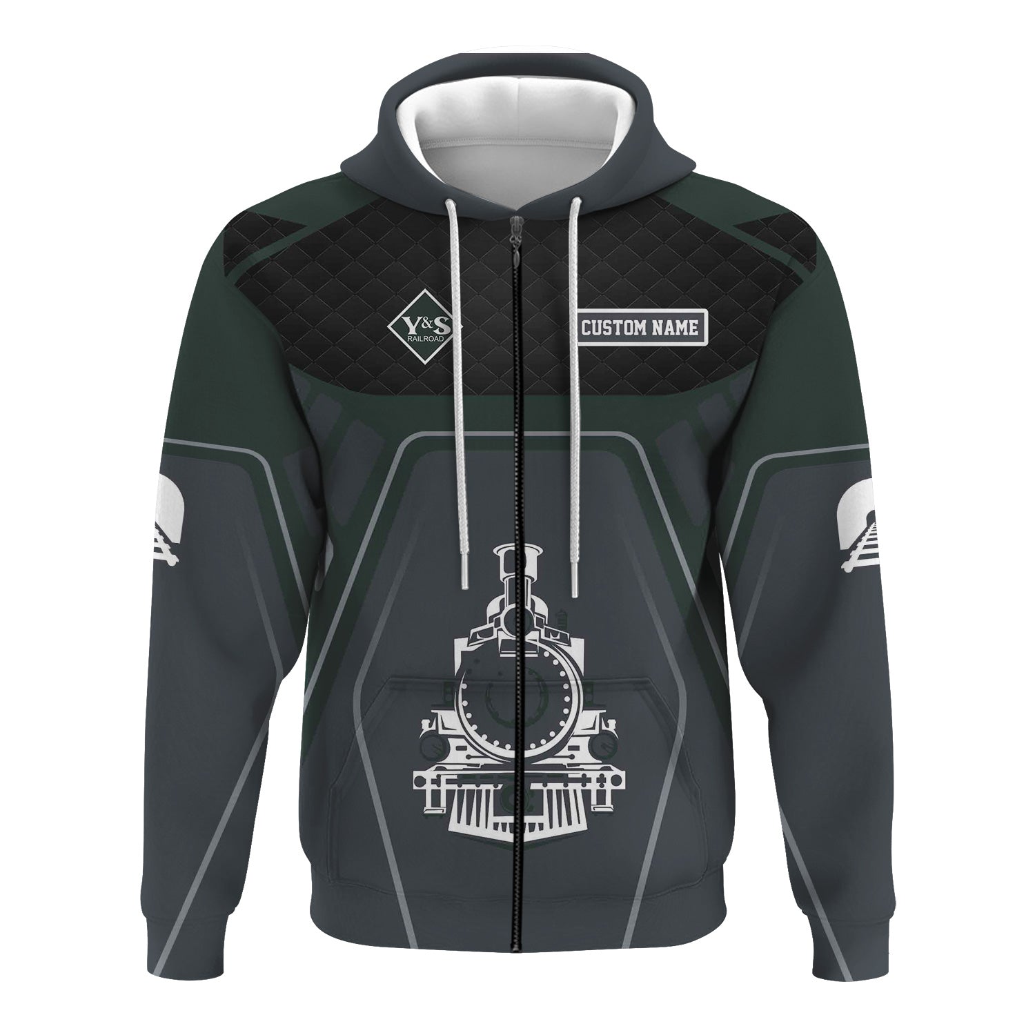 Railspirit Personalized Youngstown & Southern Railroad Hoodie Steam Locomotive Engine Graphic Train Zip Up Hoodie All Over Print