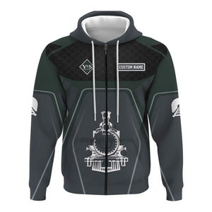 Railspirit Personalized Youngstown & Southern Railroad Hoodie Steam Locomotive Engine Graphic Train Zip Up Hoodie All Over Print