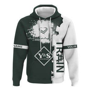 Railspirit Personalized Youngstown & Southern Railroad Hoodie Engine Heartbeat and Track Love Style Zip Up Hoodie Gift Idea For Train Lovers