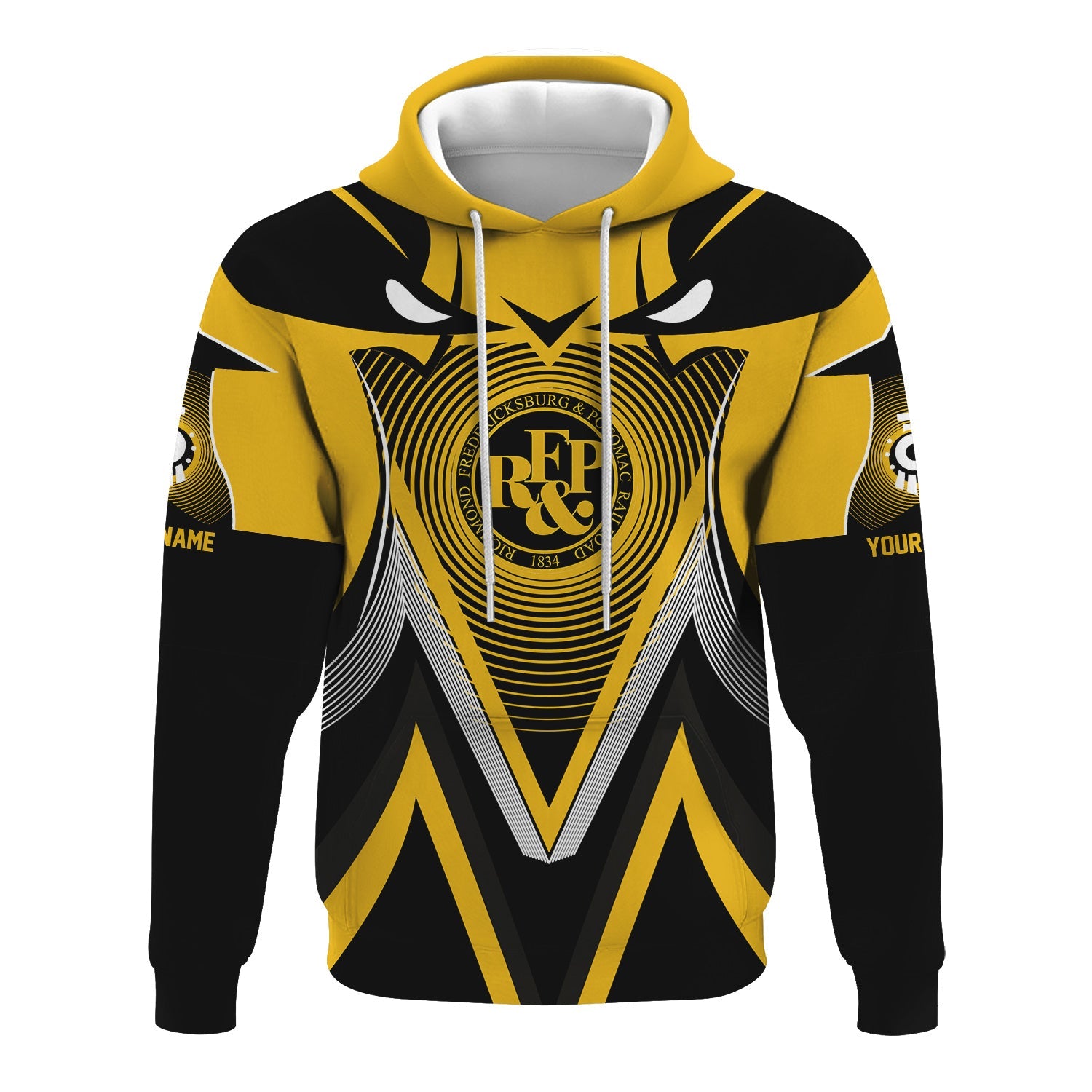 Railspirit Personalized Richmond, Fredericksburg And Potomac Railroad Hoodie Vibrant Graphic Pattern Zip Up Hoodie For Train Enthusiasts