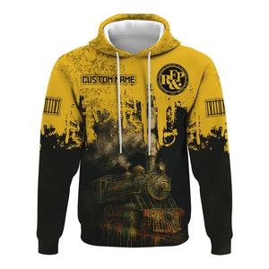 Railspirit Personalized Richmond, Fredericksburg And Potomac Railroad Hoodie Vintage Train Art Style Zip Up Hoodie For Locomotive Fans