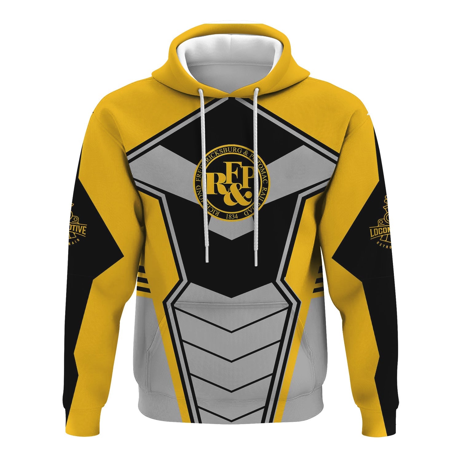 Railspirit Personalized Richmond, Fredericksburg And Potomac Railroad Hoodie Engine-Inspired Style Train Zip Up Hoodie for Railroad Fanatic