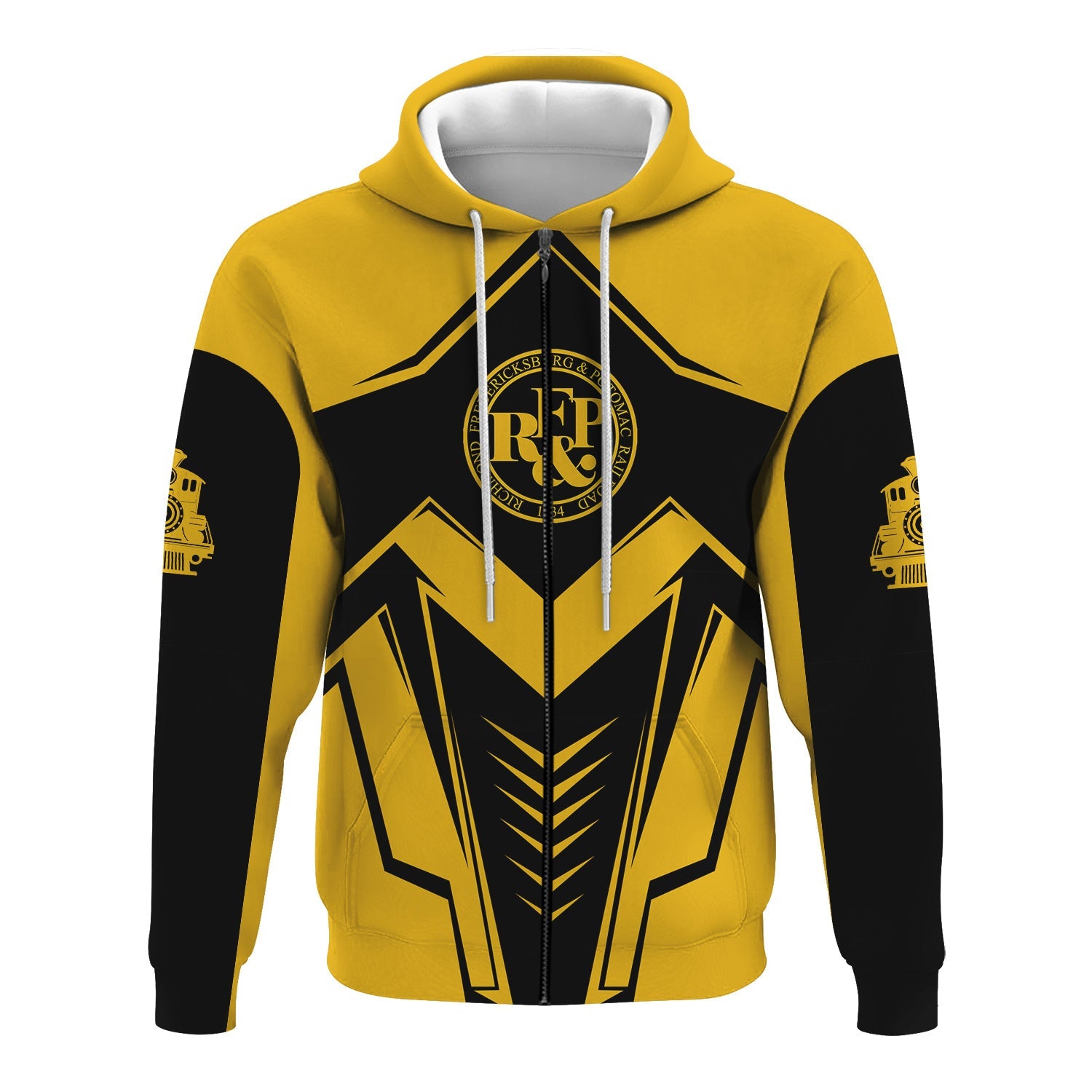 Railspirit Personalized Richmond, Fredericksburg And Potomac Railroad Hoodie Railway Trainspotter Style Zip Up Hoodie Gift Idea For Foamers