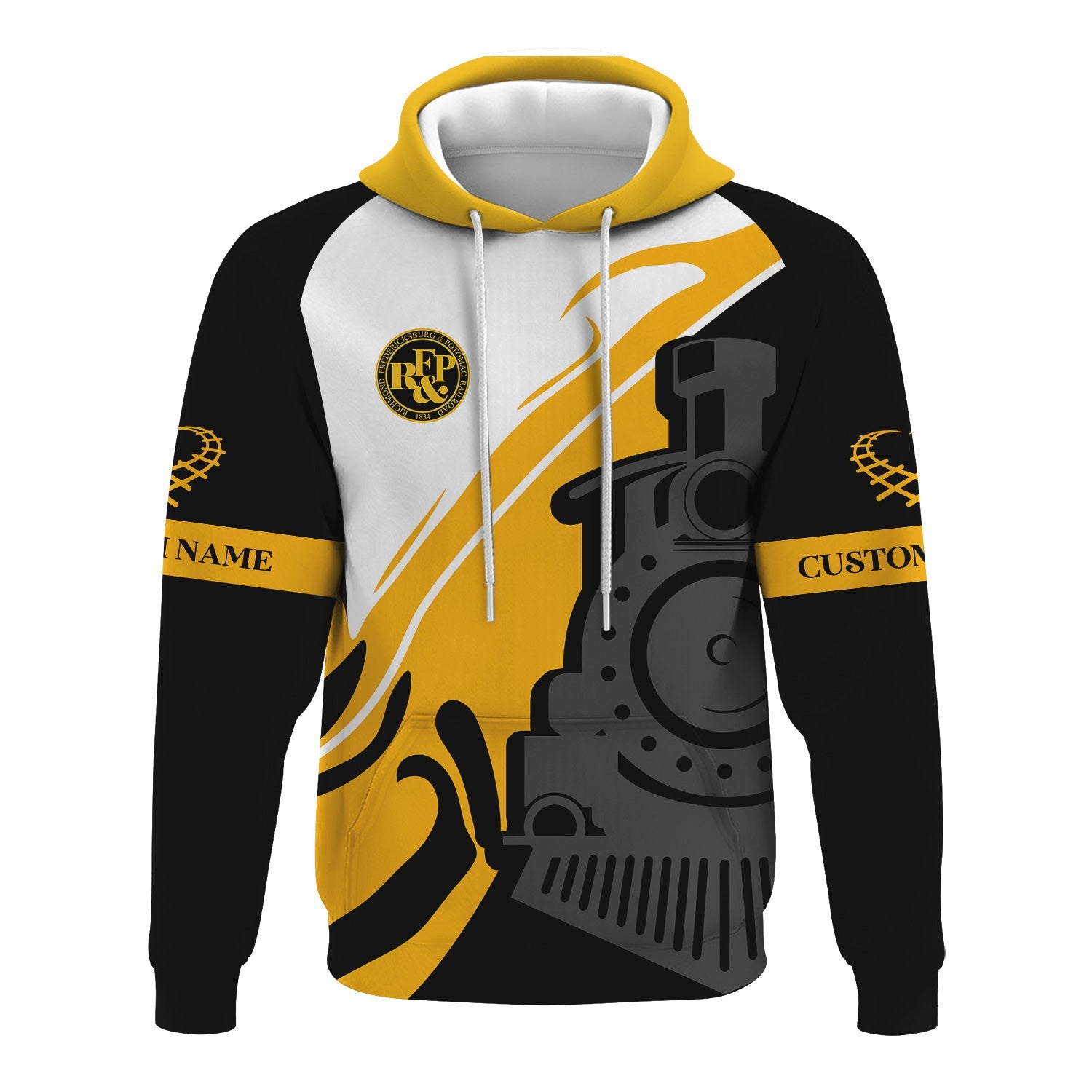 Railspirit Personalized Richmond, Fredericksburg And Potomac Railroad Hoodie Flame-Inspired Style Zip Up Hoodie Gift Idea For Train Lovers