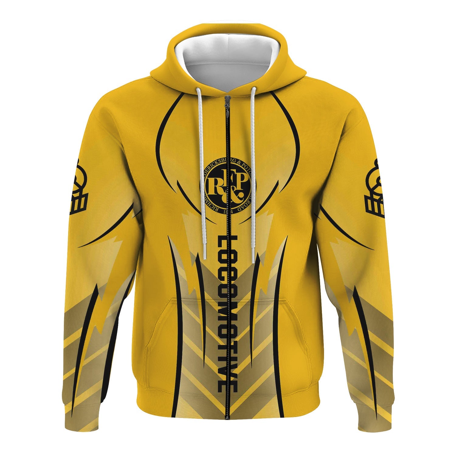 Railspirit Personalized Richmond, Fredericksburg And Potomac Railroad Hoodie Striking Line Style Train Zip Up Hoodie For Locomotive Lovers