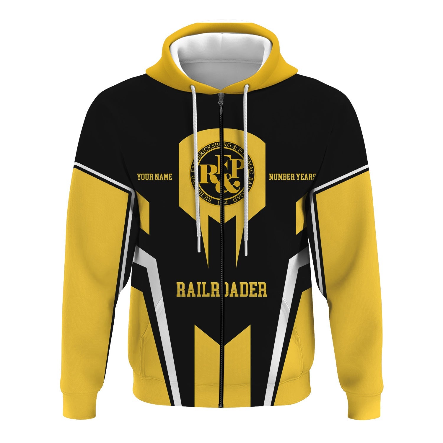 Railspirit Personalized Richmond, Fredericksburg And Potomac Railroad Hoodie Custom Year Railroader Zip Up Hoodie Gift Idea For Train Lover