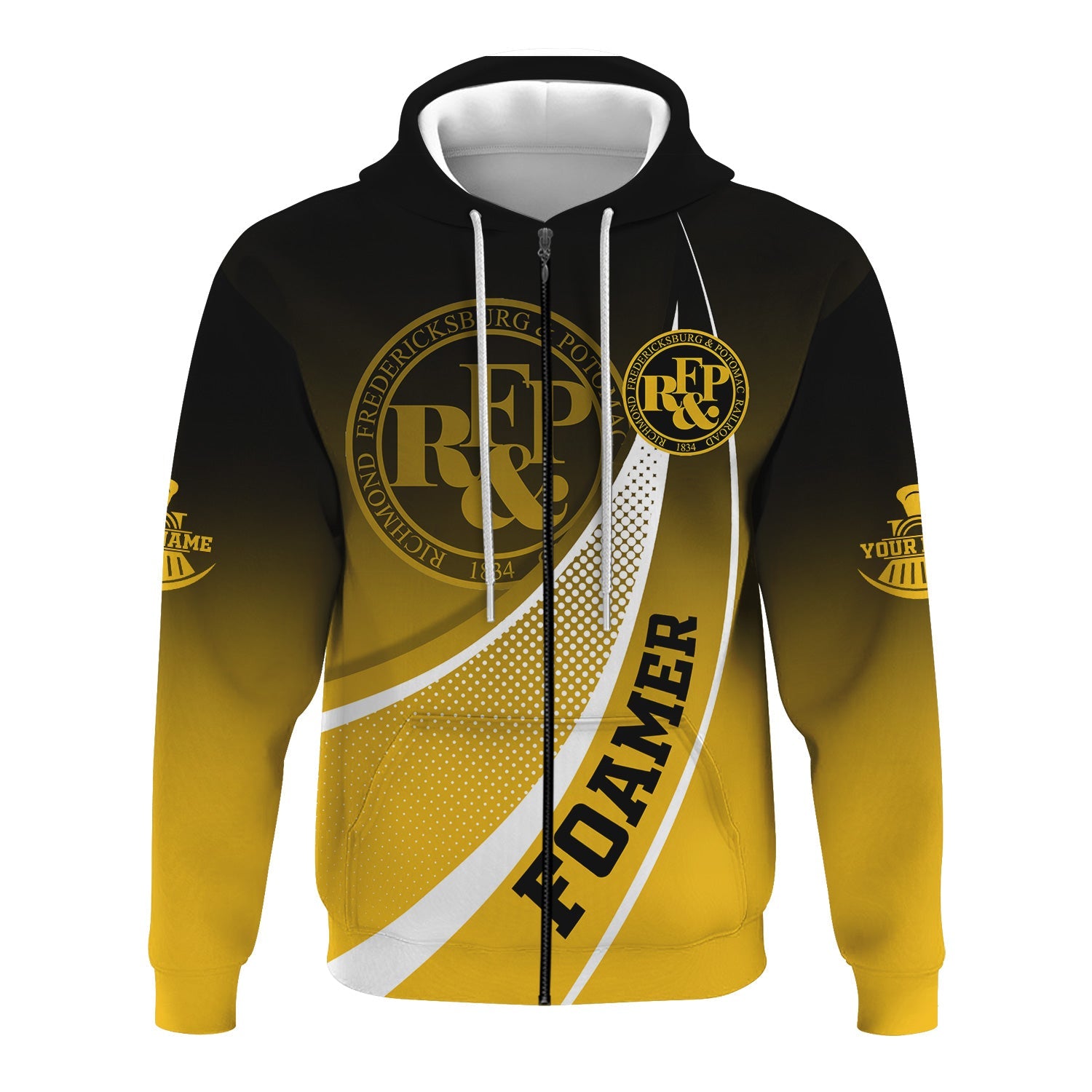Railspirit Personalized Richmond, Fredericksburg And Potomac Railroad Hoodie Railway-Themed Style Zip Up Hoodie Gift Idea For Trainspotter