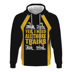Railspirit Custom Name Richmond, Fredericksburg And Potomac Railroad Hoodie Yes I Need All Those Train Printed Zip Hoodie