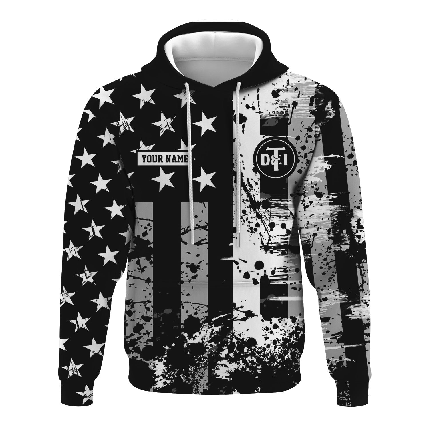 Railspirit Personalized Detroit Toledo And Ironton Railroad Hoodie Artistic Paint American Flag Style Train Zip Up Hoodie