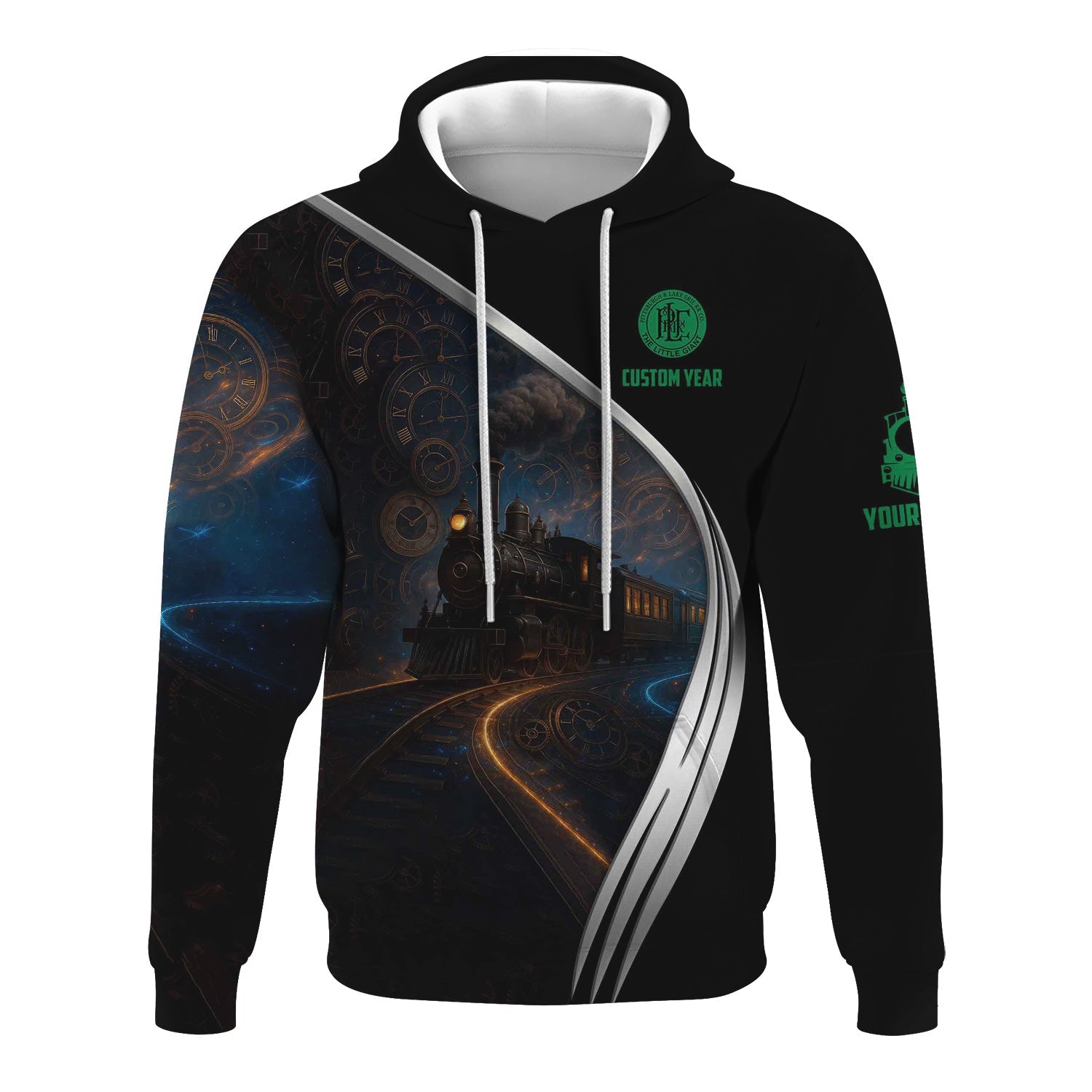 Railspirit Personalized Pittsburgh And Lake Erie Railroad Hoodie Steampunk Locomotive with Custom Year Train Zip Up Hoodie