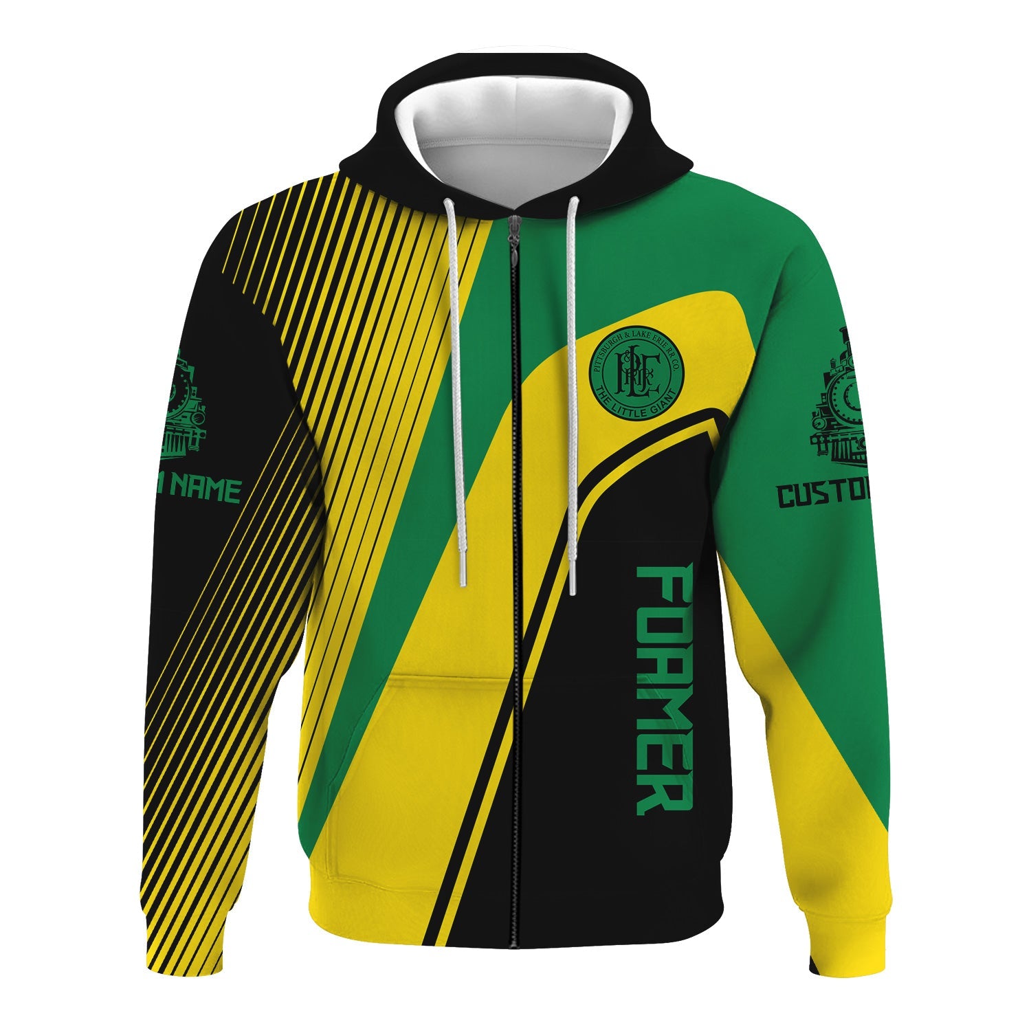 Railspirit Personalized Pittsburgh And Lake Erie Railroad Hoodie Vibrant Striking Style Zip Up Hoodie For Rail Enthusiasts