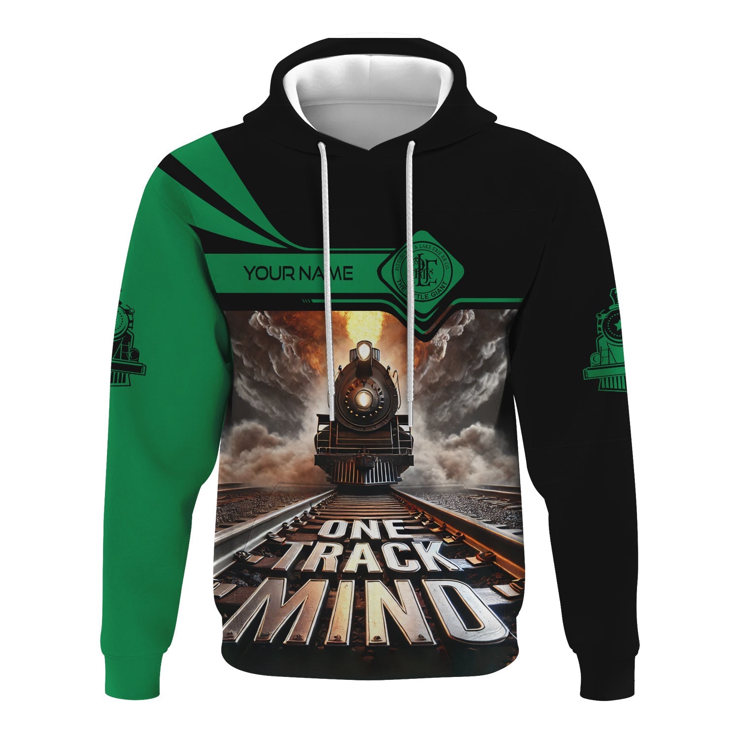 Railspirit Personalized Pittsburgh And Lake Erie Railroad Hoodie One Track Mind Train Printed ZIp Up Hoodie