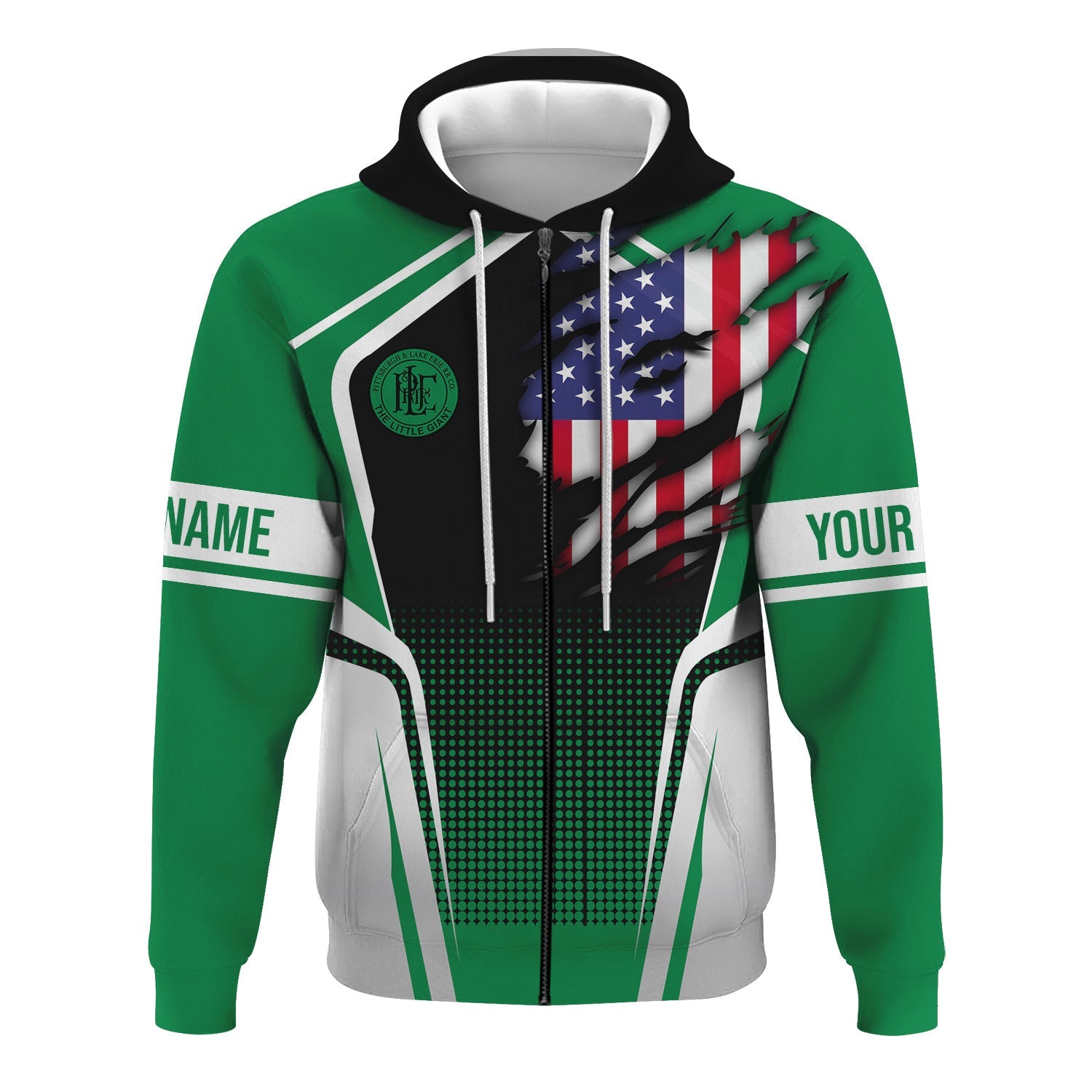 Railspirit Personalized Pittsburgh And Lake Erie Railroad Hoodie American Eagle Vintage Train Zip Up Hoodie