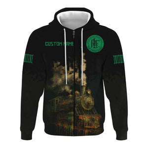 Railspirit Personalized Pittsburgh And Lake Erie Railroad Hoodie Vintage Train Art Style Zip Up Hoodie For Locomotive Fans