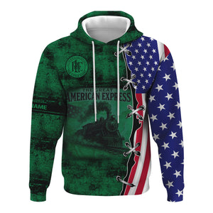 Railspirit Personalized Pittsburgh And Lake Erie Railroad Hoodie Retro American Express Train With USA Flag Zip Up Hoodie