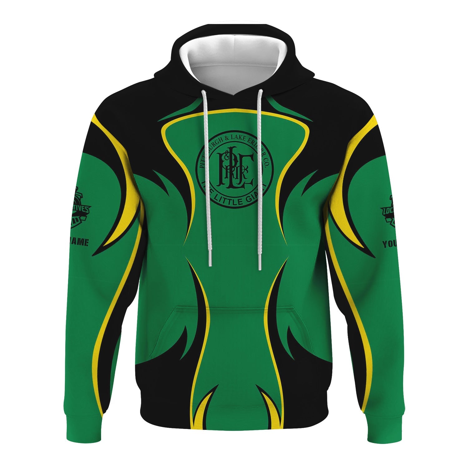 Railspirit Personalized Pittsburgh And Lake Erie Railroad Hoodie Distinctive Flame Style Zip Up Hoodie For Steam Engine Addict