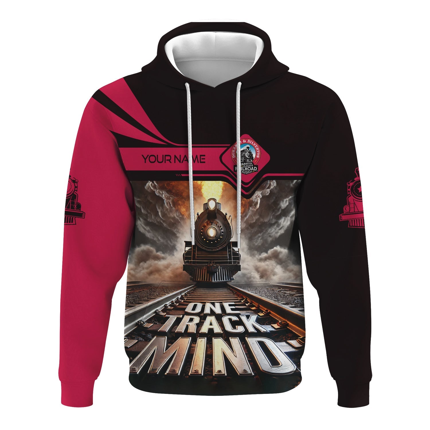 Railspirit Personalized Durango And Silverton Narrow Gauge Railroad Hoodie One Track Mind Train Printed ZIp Up Hoodie