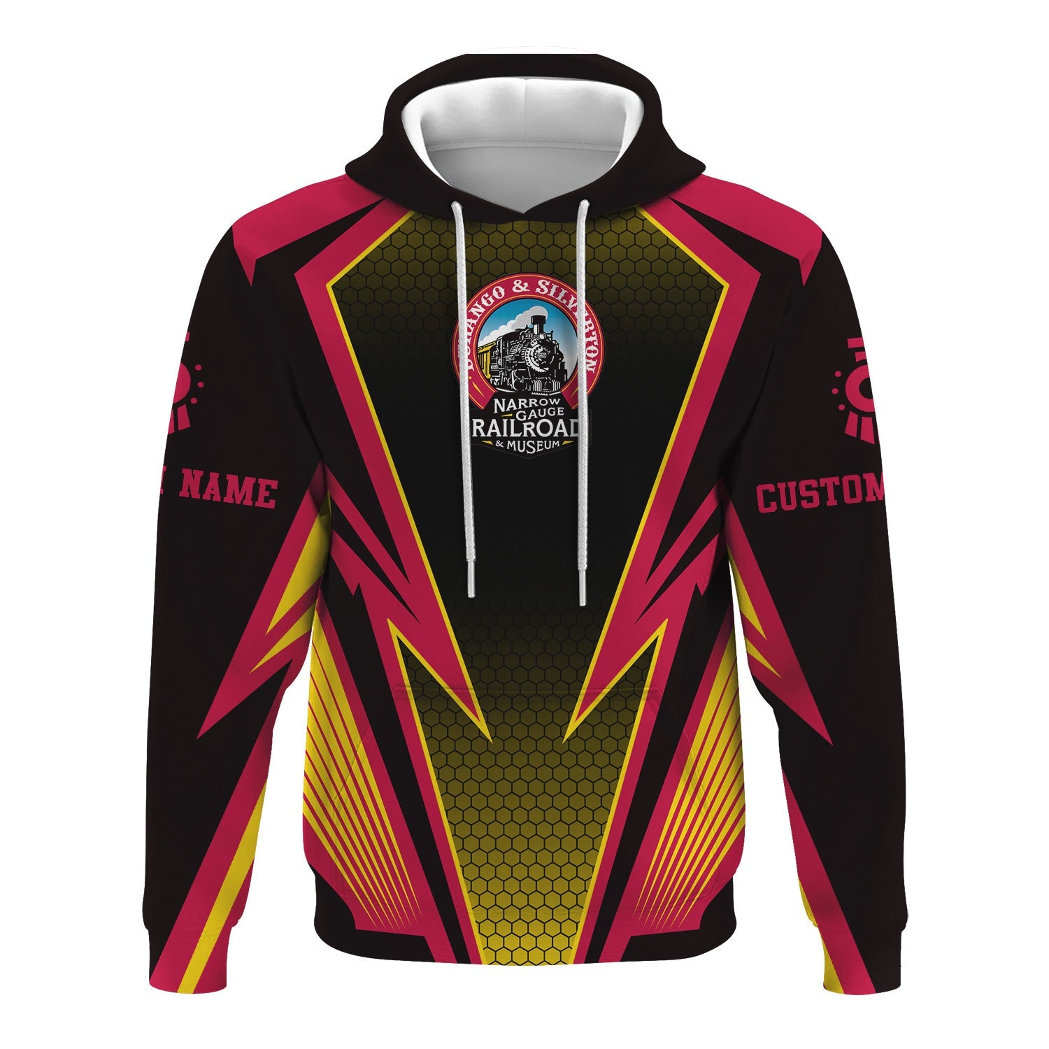 Railspirit Personalized Durango And Silverton Narrow Gauge Railroad Hoodie Lightning Graphic Style Zip Up Hoodie Gift Idea For Train Lover