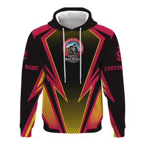 Railspirit Personalized Durango And Silverton Narrow Gauge Railroad Hoodie Lightning Graphic Style Zip Up Hoodie Gift Idea For Train Lover