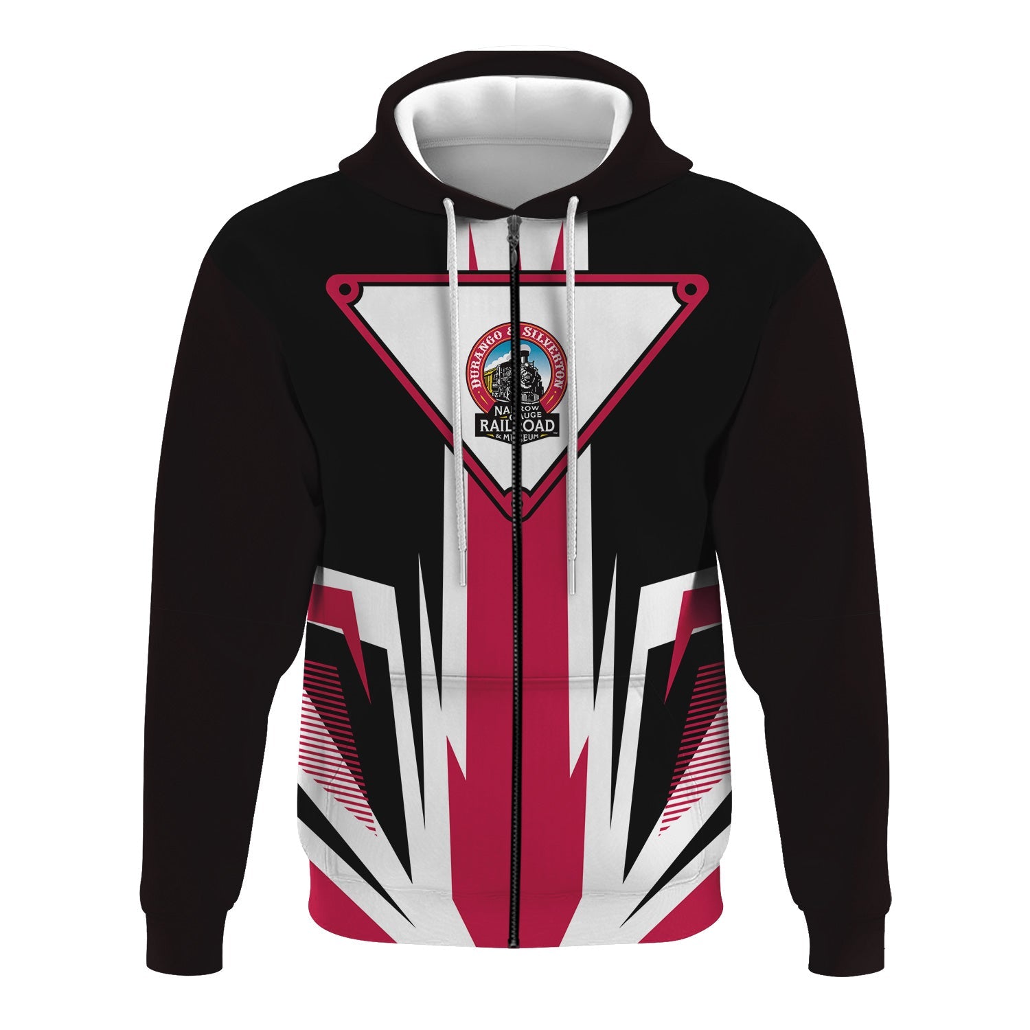 Railspirit Durango And Silverton Narrow Gauge Railroad Hoodie Bold Graphic Style All Over Printed Zip Up Hoodie