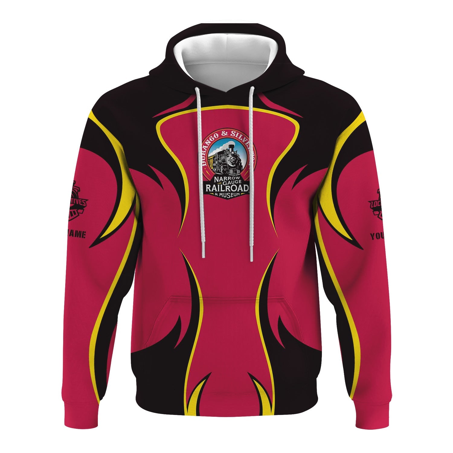 Railspirit Personalized Durango And Silverton Narrow Gauge Railroad Hoodie Distinctive Flame Style Zip Up Hoodie For Steam Engine Addict