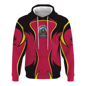 Railspirit Personalized Durango And Silverton Narrow Gauge Railroad Hoodie Distinctive Flame Style Zip Up Hoodie For Steam Engine Addict