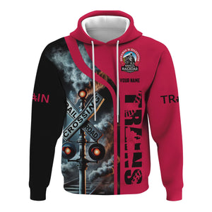 Railspirit Custom Name Durango And Silverton Narrow Gauge Railroad Hoodie Railroad Crossing Sign Printed Zip Hoodie