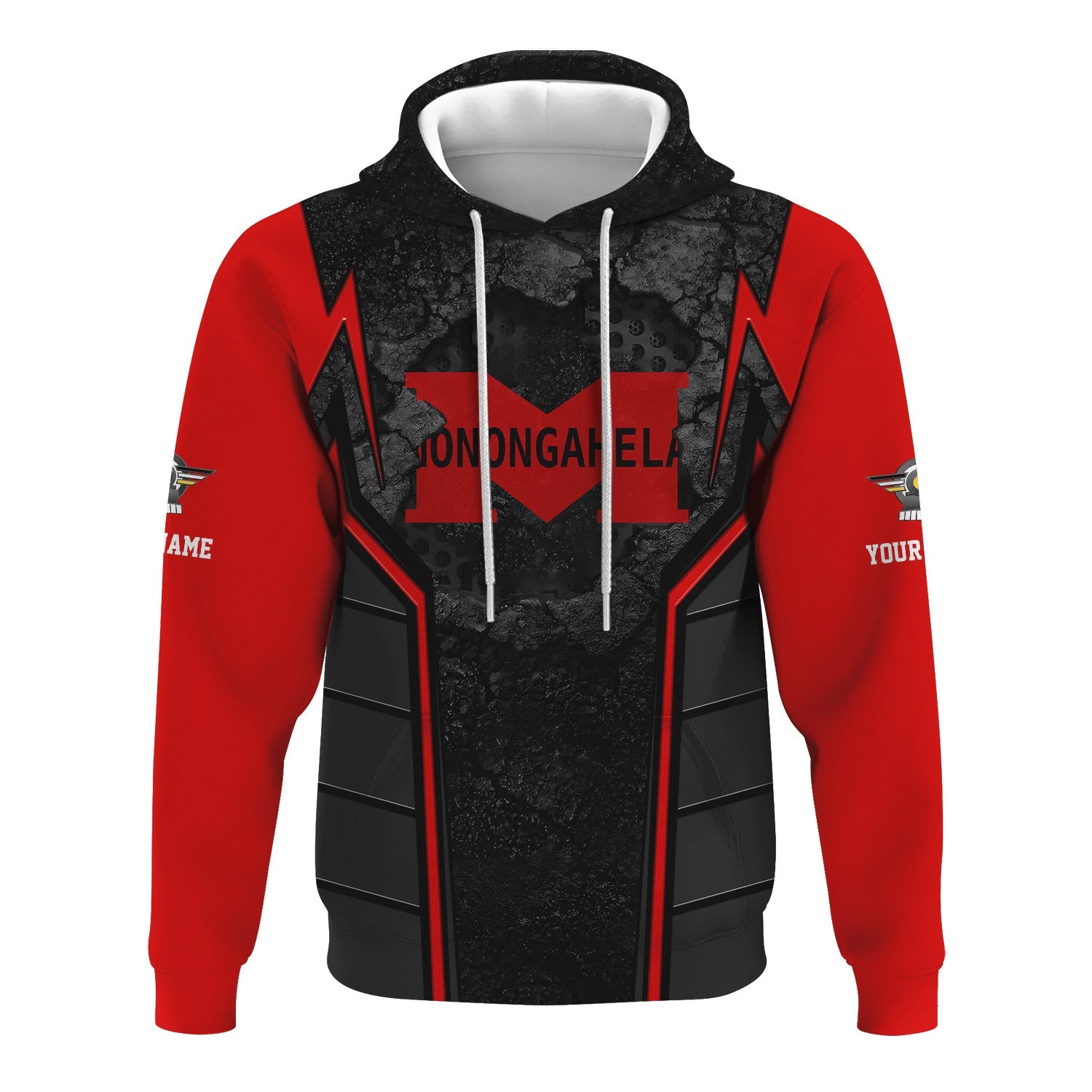 Railspirit Personalized Monongahela Railroad Hoodie Cracked Metal Design Train Zip Up Hoodie for Rail Enthusiasts